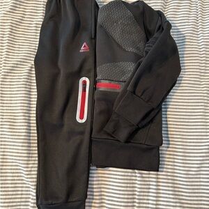 Reebok Black and Gray Tracksuit with Red Details